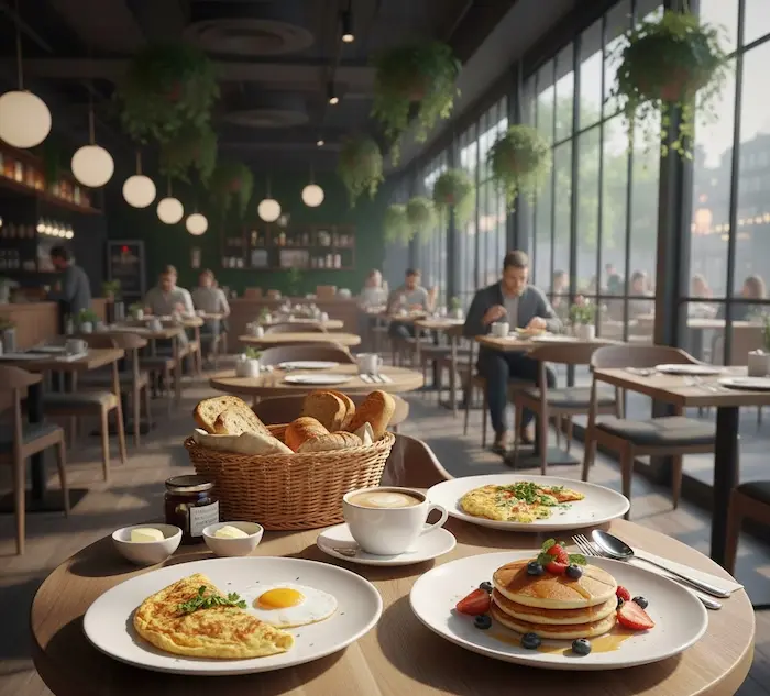 انواع صبحانه در رستوران 563454354
