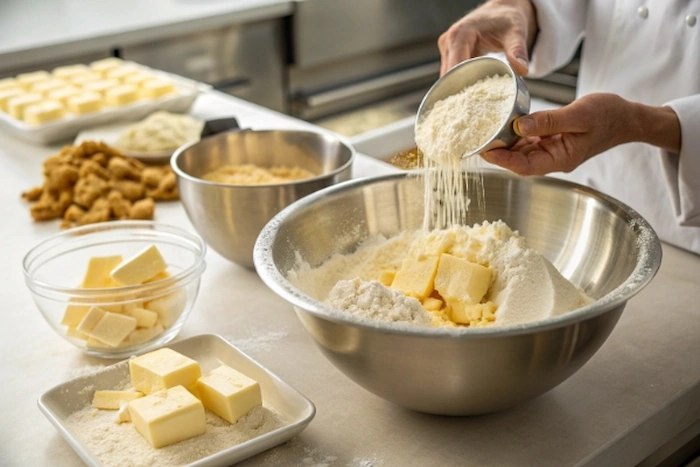 مخلوط کردن مواد برای تهیه کلوچه با شیر خشک 34545