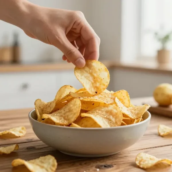 خوردن چیپس خانگی تازه پخته شده 465652