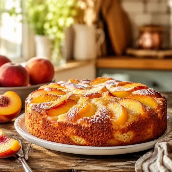 کیک هلو اسفنچی با شیر 9658
