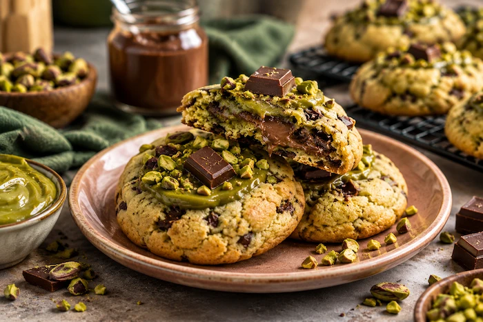 طرز تهیه کوکی پسته و نوتلا