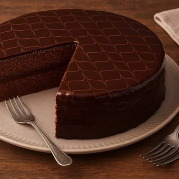 کیک ساچر شکلاتی اتریشی دیزاین شده با گاناش شکلاتی 3541564120